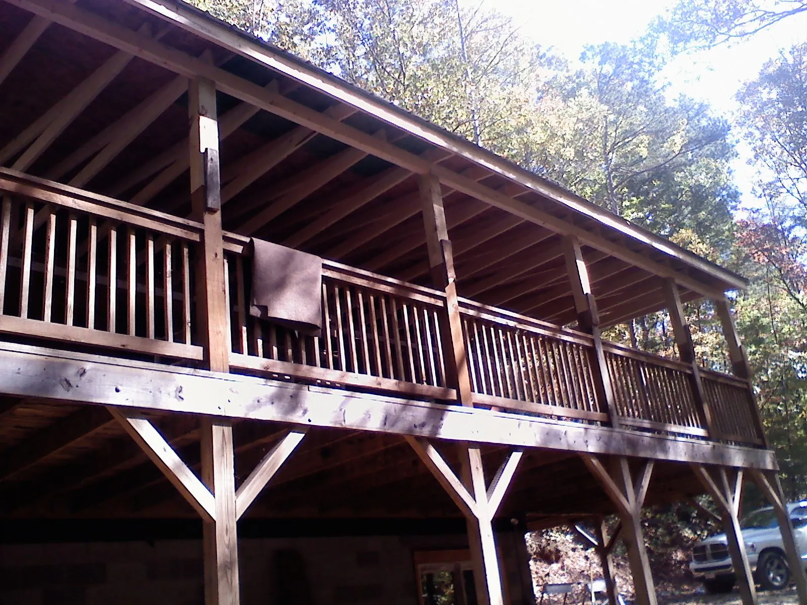 Timber framing under a new elevated porch and deck — Roof Leak Repair in Hilliards by Roofing Brothers